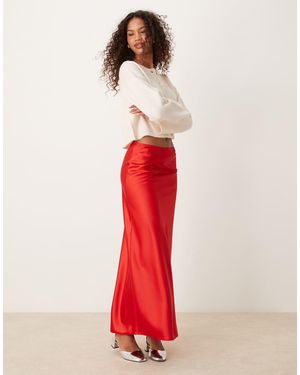 Miss Selfridge Satin Maxi Skirt - Red