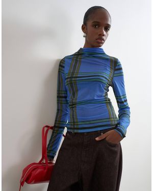 TOPSHOP Top A Maniche Lunghe - Blu