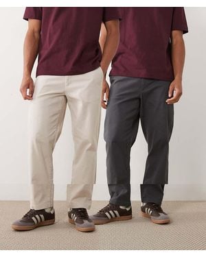 ASOS 2 Pack Straight Chinos - Multicolour