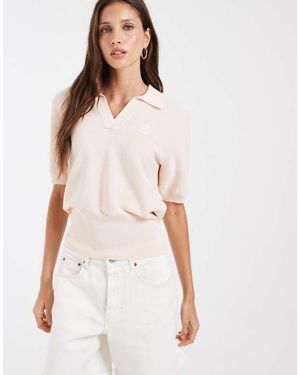 Lacoste Gebreide Poloshirt Met Korte Mouwen En Logo - Wit
