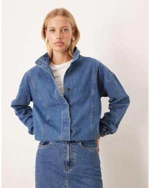 ASOS Chaqueta Azul Añil Extragrande Con Cuello Alzado De