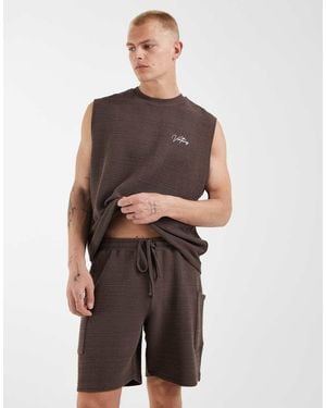 ASOS Oversized Textured Pocket Detail Shorts - Brown