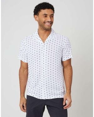 Brave Soul Camicia A Maniche Corte Bianca A Pois Con Colletto E Rever - Bianco