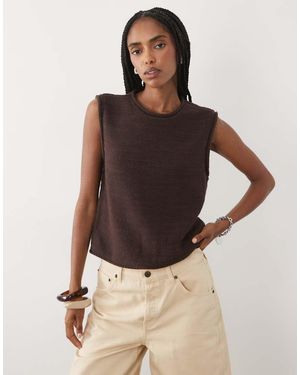 Abercrombie & Fitch Knitted Pointelle Shell Top - Brown