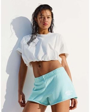 Bershka Embroidered Fleece Shorts - White