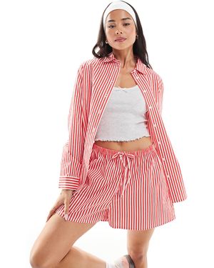 Wednesday's Girl Oversized Striped Shirt - Pink
