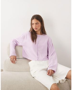 ASOS Linen-look Mandarin-style Blouse - Pink