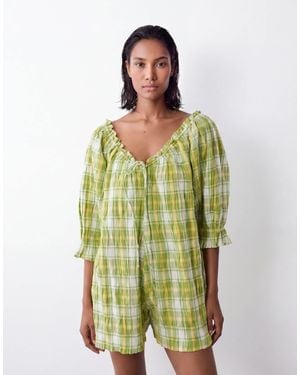 ASOS Frill Neck Playsuit - Green