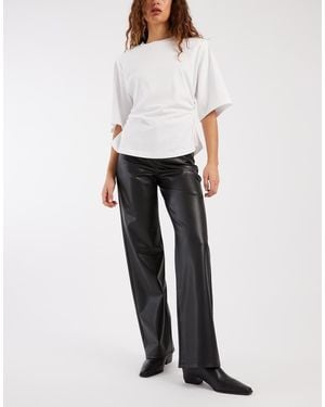 Vero Moda Tessa High Waist Wide Leg Faux Leather Trouser - White