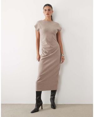 Nobody's Child Vestido Maxi Drapeado De Manga Corta En - Neutro