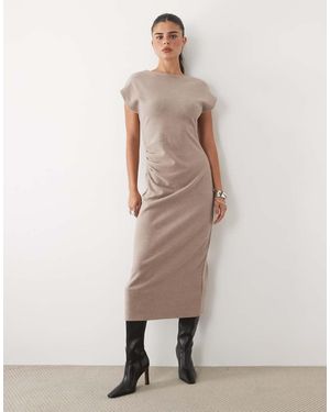 Nobody's Child Saylor Maxi Jurk Met Korte Mouwen En Gedrapeerde Details - Naturel
