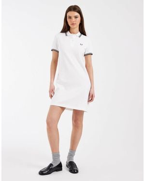Fred Perry – kurzes polo-hemdkleid - Weiß
