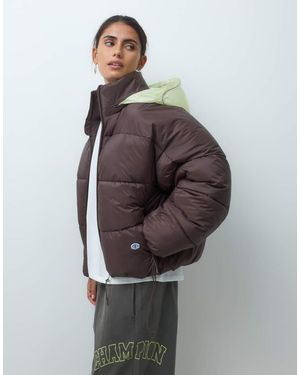 Champion Future Memories Womens Hooded Puffer Jacket - Brown