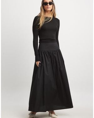 NA-KD Gathered Maxi Cotton Skirt - Black