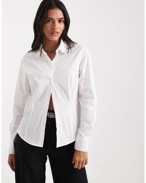 Pieces Cinched Waist Shirt - White