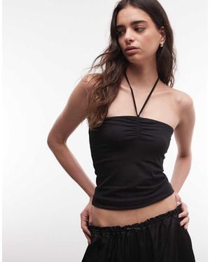 Monki 2-in-1 Halter Bandeau Top - Black