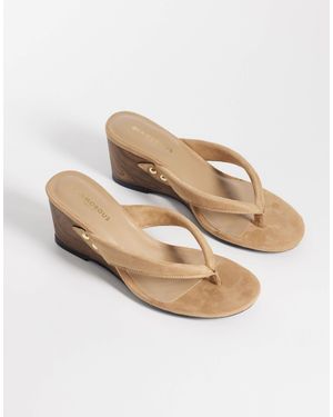 Glamorous – zehenstegsandalen aus wildleder - Natur