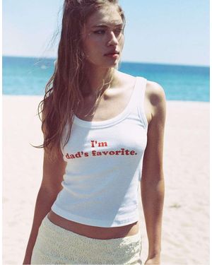 Stradivarius Strappy Top With Slogan - Blue