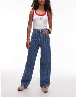 TOPSHOP Mid Rise Loose Fit Straight Jean - Blue