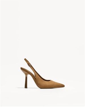 Bershka Heeled Slingbacks - Natural