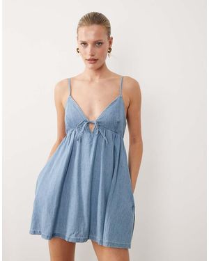 Abercrombie & Fitch Soepelvallende Mini-Jurk Met Skort En Ingebouwde Bh - Blauw