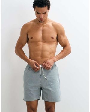 Polo Ralph Lauren Traveller Striped Seersucker Swim Trunks - Blue