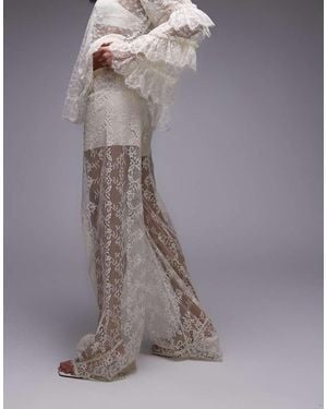 & Other Stories Sheer Lace Trousers With Scallop Hem And Fitted Hotpants - Grey