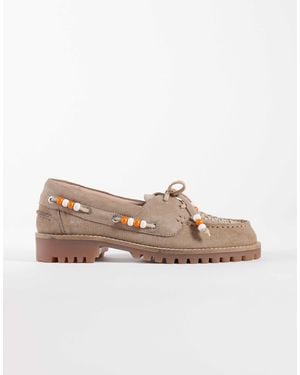 Bronx Sie-nna Boat Shoes With Beads - Natural
