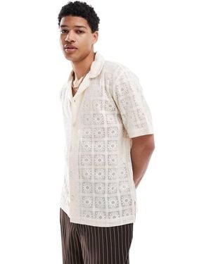 Goldsboro Crochet Motif Resort Shirt - White
