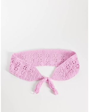 Kiwi & Co Handknitted Crochet Tie Detail Belt - Pink