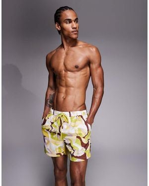 South Beach Retro Geo Print Swim Shorts - Multicolour
