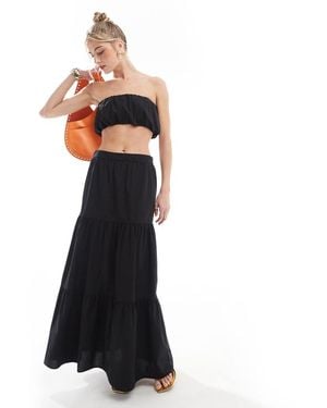 New Look Boho Poplin Tiered Maxi Skirt - Black