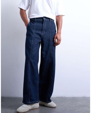 TOPMAN Wide Leg Jean With Seam - Blue