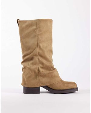 ASOS Carrie Fold Over Slouch Boot - Natural