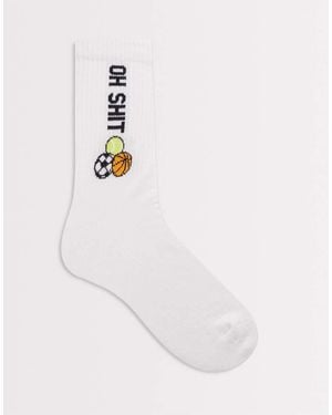 ASOS Socks With Swear Word Sport Graphic - White