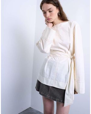 TOPSHOP Tie Waist Top - White