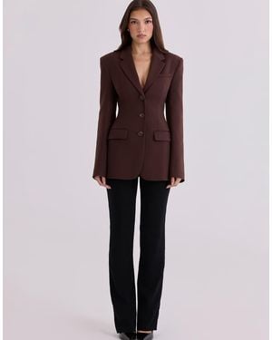 House Of Cb Luella Chocolate Crepe Hourglass Blazer Jacket - Purple