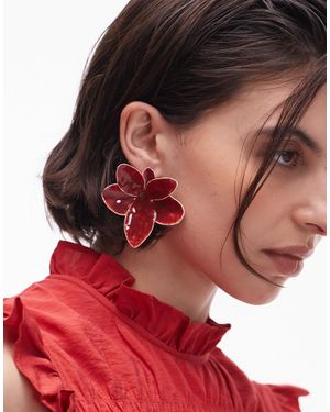 TOPSHOP – ellie – e statement-ohrringe im orchideen-design - Rot