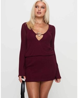 open lace back dress PRETTY LITTLE THING Red Long Sleeved Off Shoulder Ruched Casual Dress  The  Bowerbird Collective