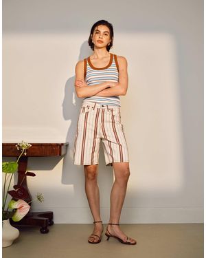 TOPSHOP Bermuda large en denim - rayures bordeaux - Neutre