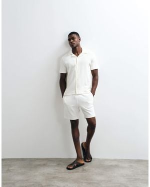 Mango Waffle Textured Shorts - White