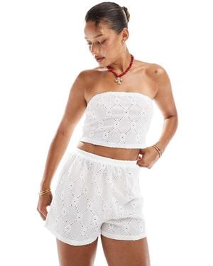 New Look Co-ord Broderie Short - White