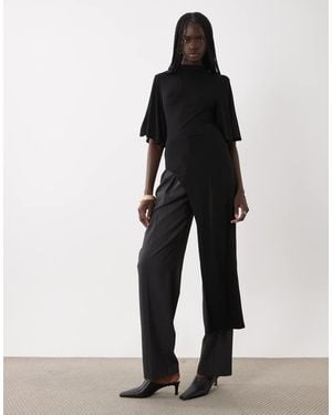ASOS Top Con Manga Media Caída Y Abertura Lateral En - Negro
