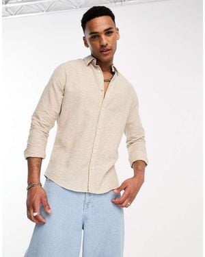 Only & Sons Linen Mix Long Sleeve Shirt - White