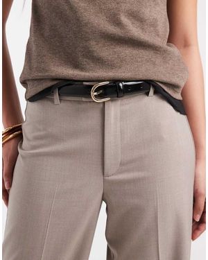 Pieces Cinturón Negro Con Diseño Entretejido De Cuero Con Hebilla Dorada De - Gris