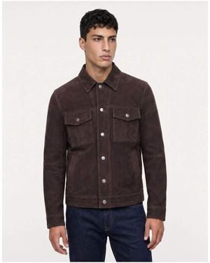 Harry Brown Santino Suede Trucker Jacket - Blue