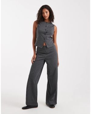 Miss Selfridge Wide Leg Pinstripe Trouser Co-Ord - Blue