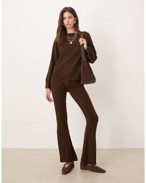 ASOS Fluffy Knitted Flared Pants Co-ord - Natural