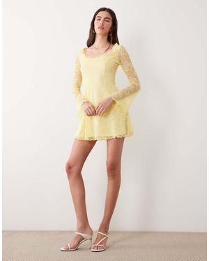 Miss Selfridge Fit And Flare Lace Mini Dress - Natural