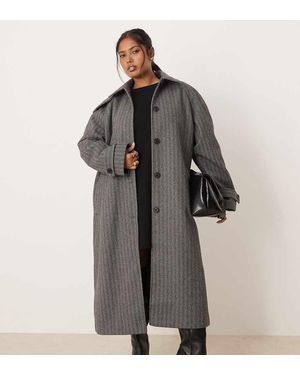 ASOS Abrigo Largo Caqui Con Patrón De De Asos Design Curve-Negro - Gris